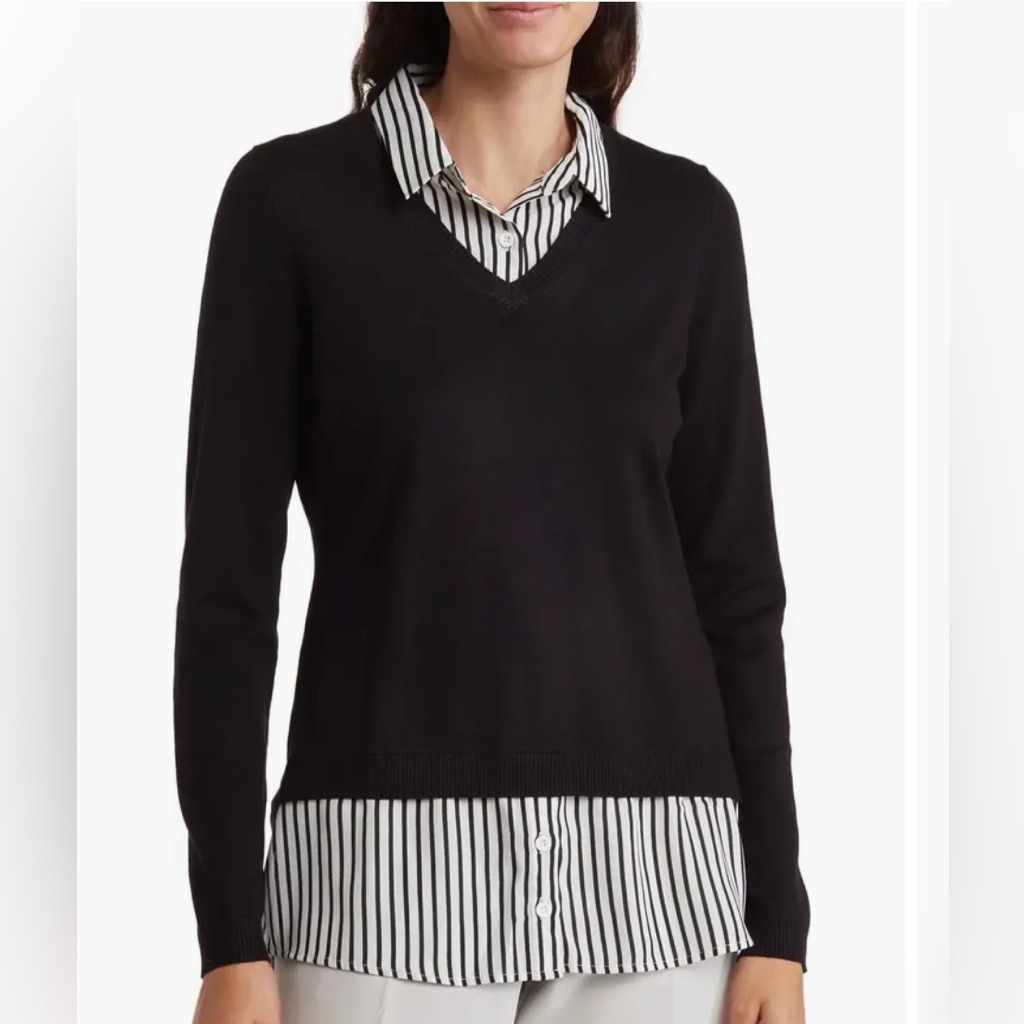 Adrianna Papell Shirttail Twofer Sweater Buisness Casual
